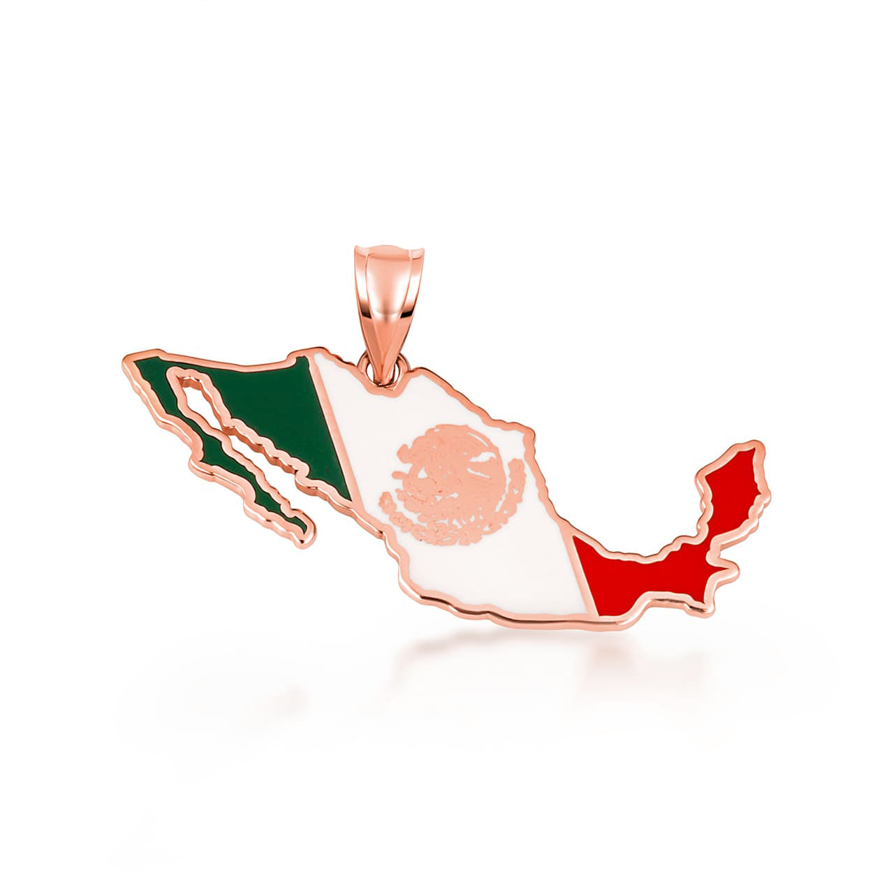 Gold Mexico Map Flag Enamel Pendant Necklace, view 8