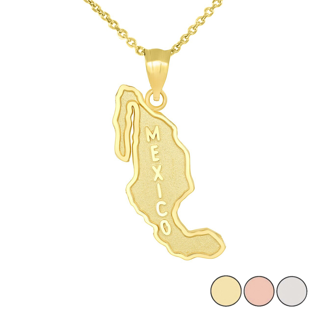 Gold Mexico Map Pendant Necklace