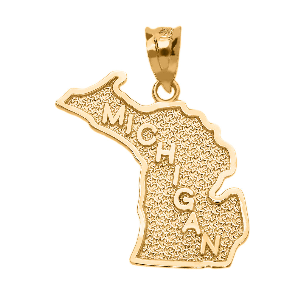 Gold Michigan State Map Pendant Necklace, view 2