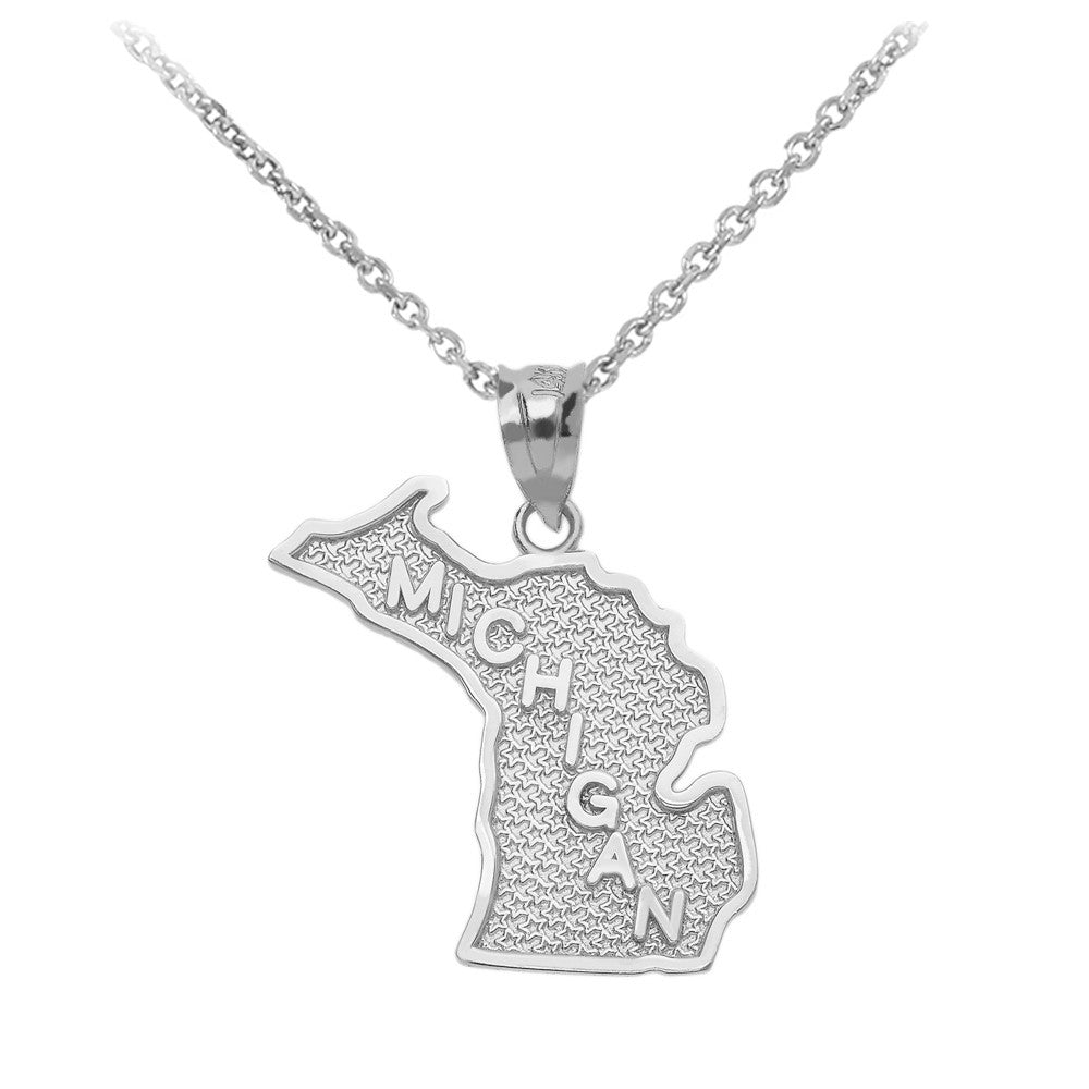 Gold Michigan State Map Pendant Necklace, view 5