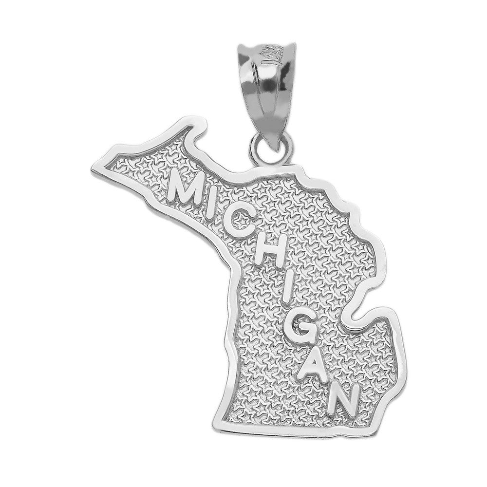 Gold Michigan State Map Pendant Necklace, view 6