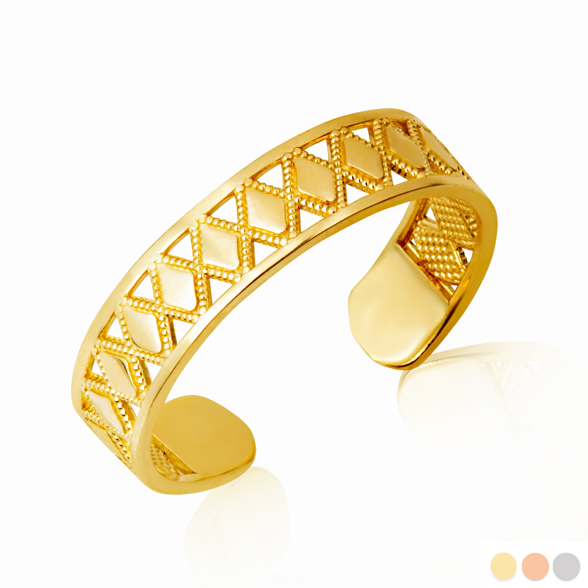 Gold Milgrain X Design Toe Ring