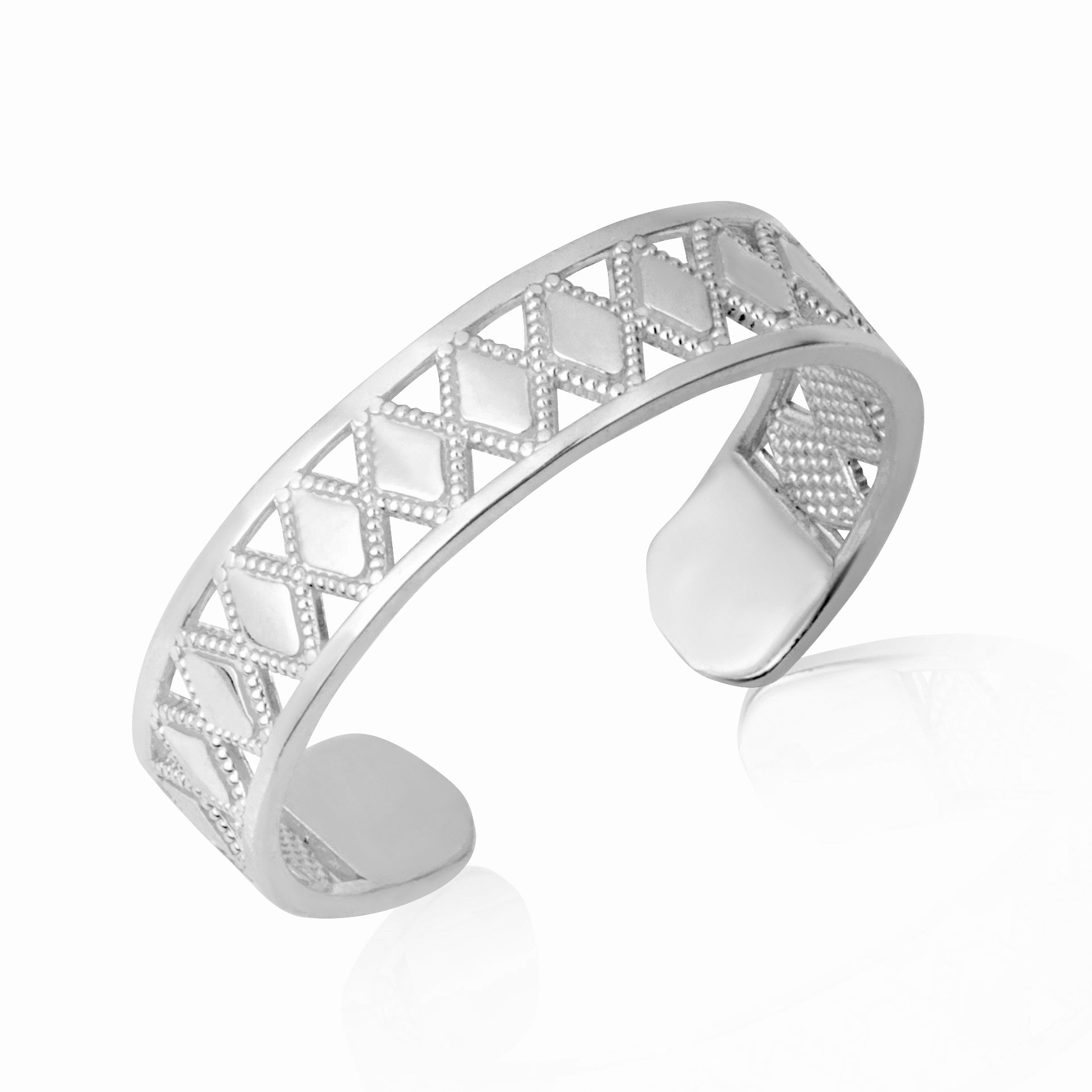 Gold Milgrain X Design Toe Ring, view 3