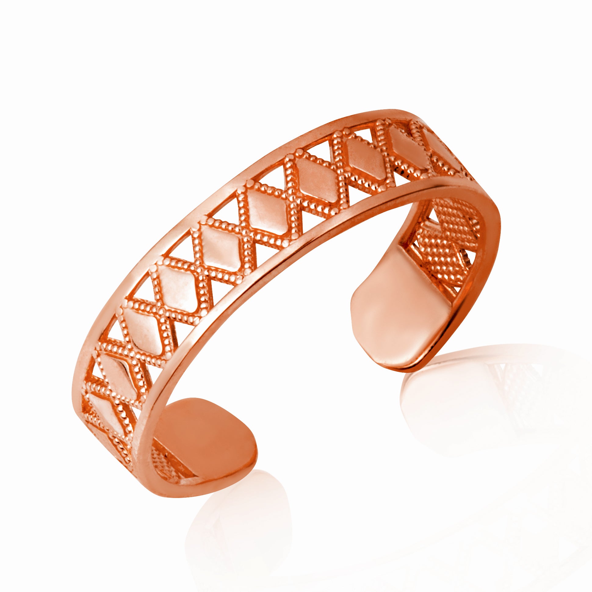 Gold Milgrain X Design Toe Ring, view 4