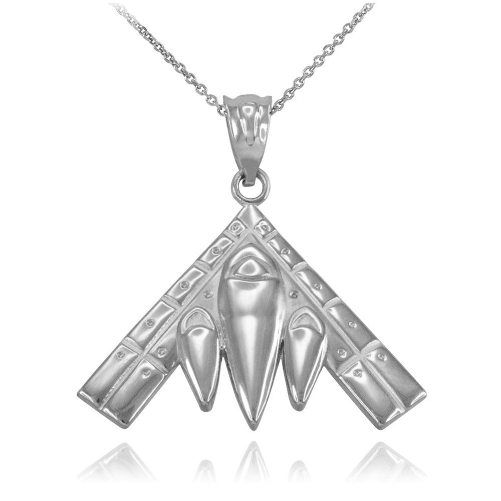 Gold Military Stealth Aircraft Pendant Necklace, view 3