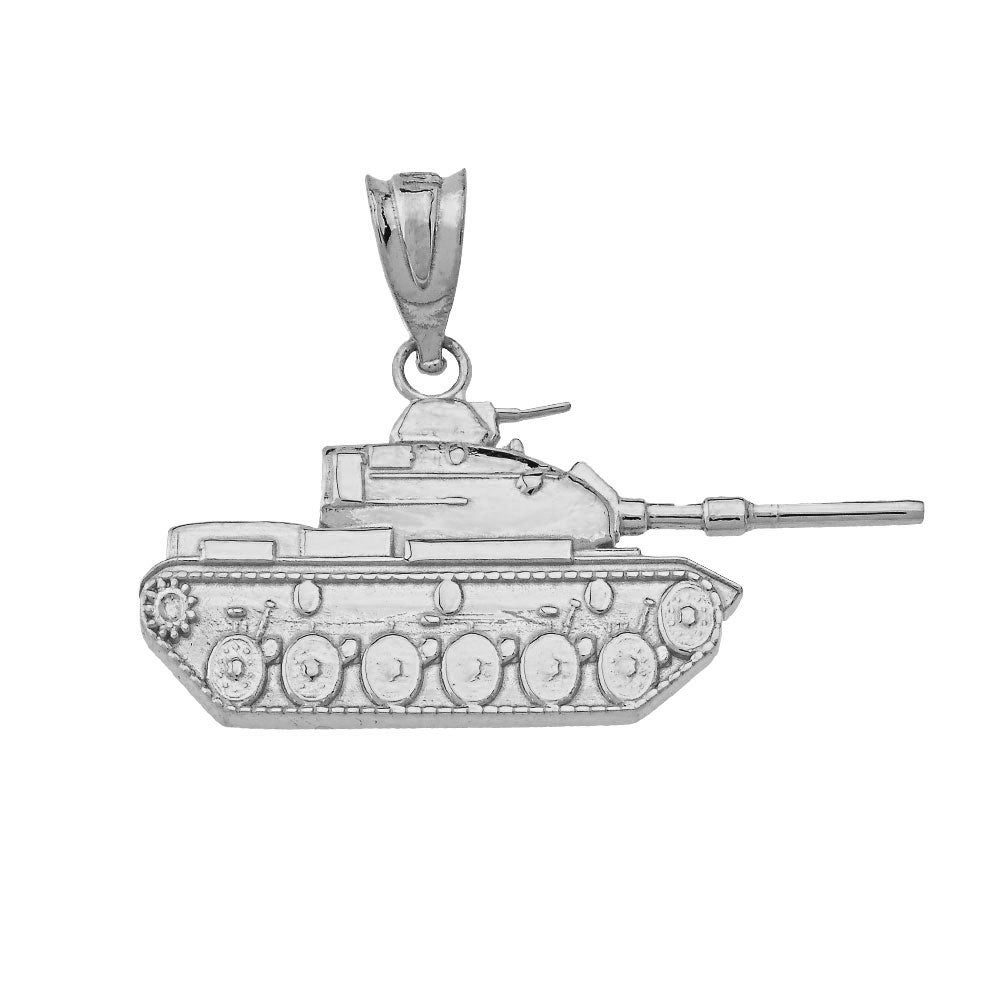 Gold Military Tank Pendant Necklace, view 4