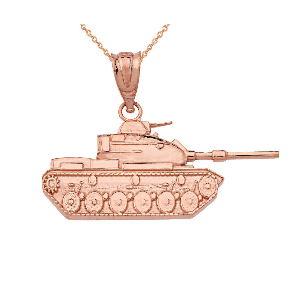 Gold Military Tank Pendant Necklace, view 5