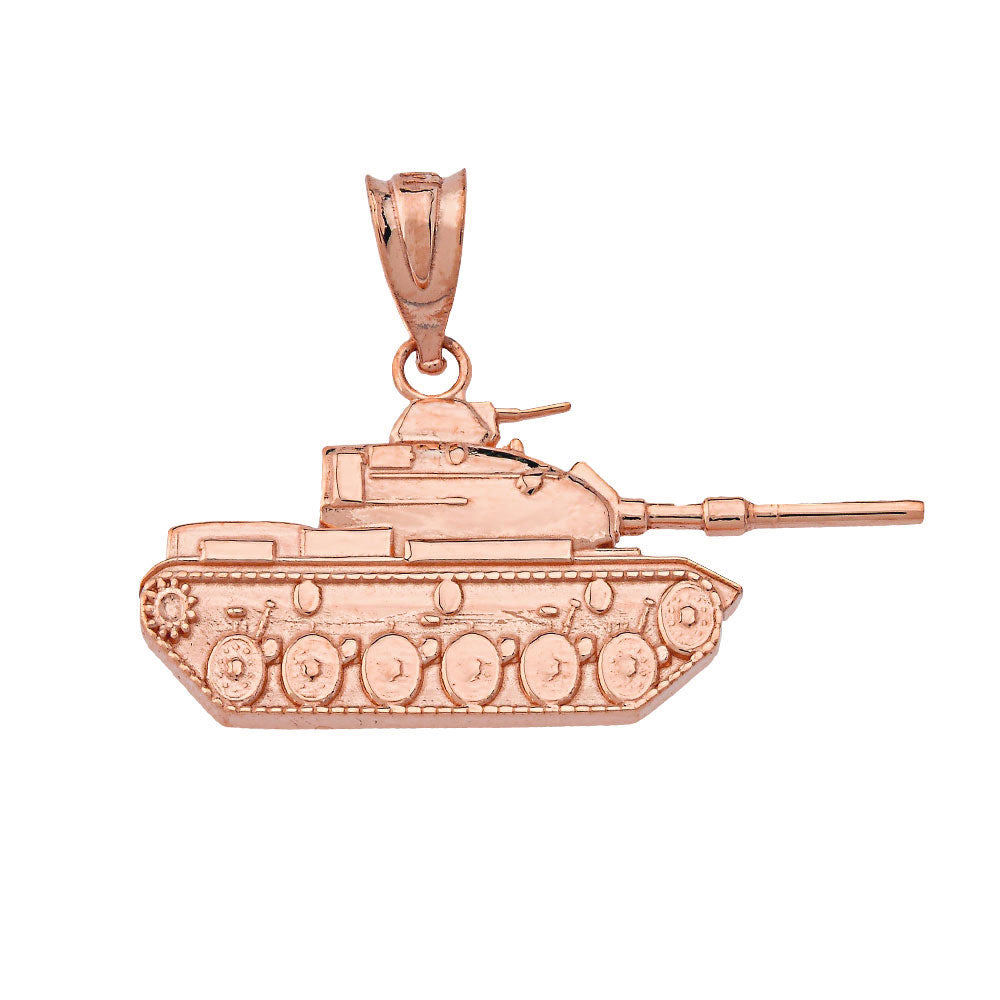 Gold Military Tank Pendant Necklace, view 6