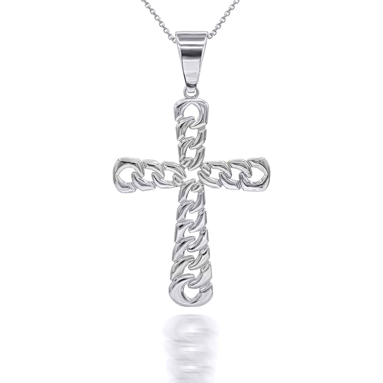 Gold Mini Cuban Link Cross Pendant Necklace, view 8