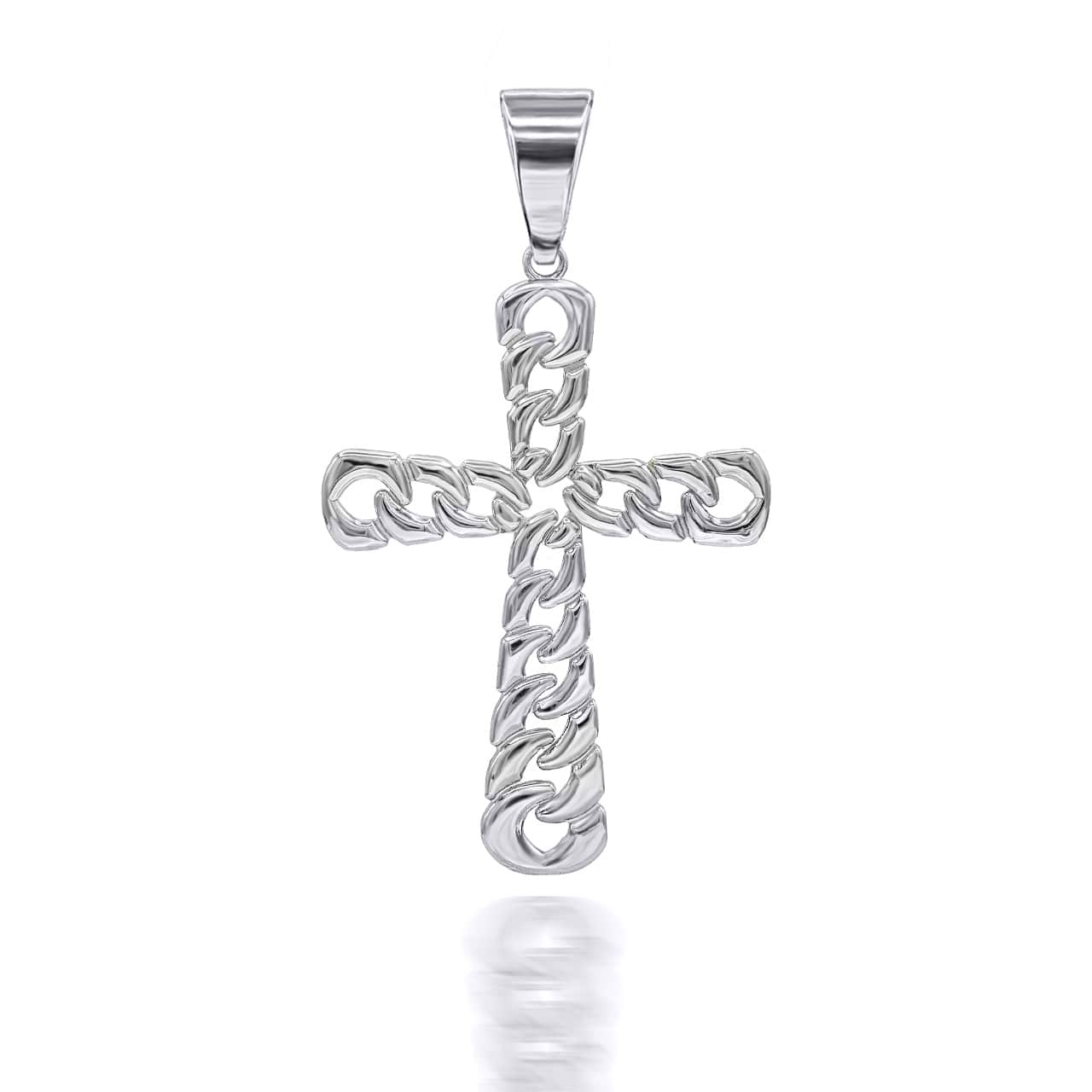 Gold Mini Cuban Link Cross Pendant Necklace, view 9