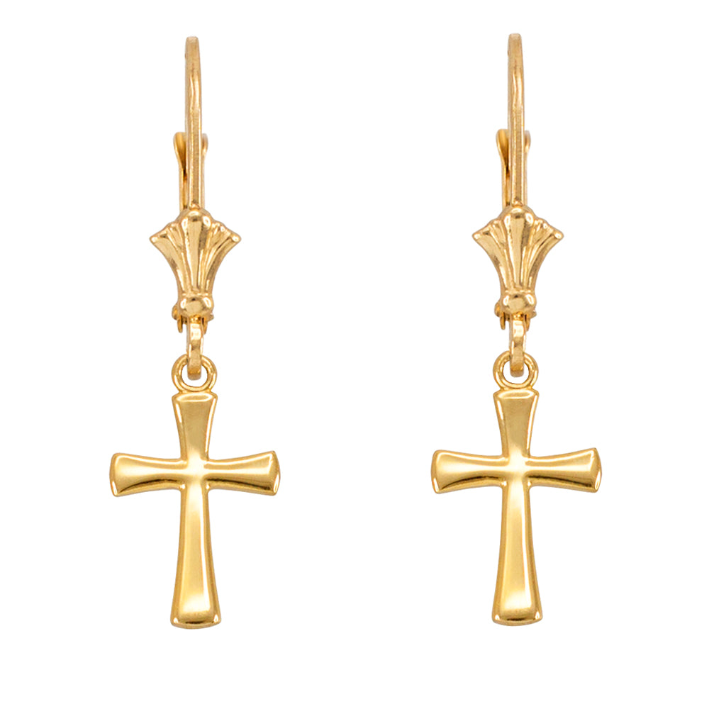 Gold Mini Rounded Cross Earrings