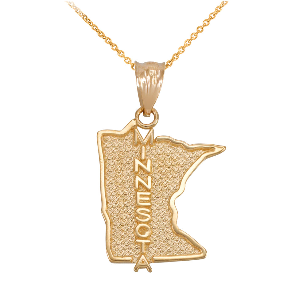 Gold Minnesota State Map Pendant Necklace