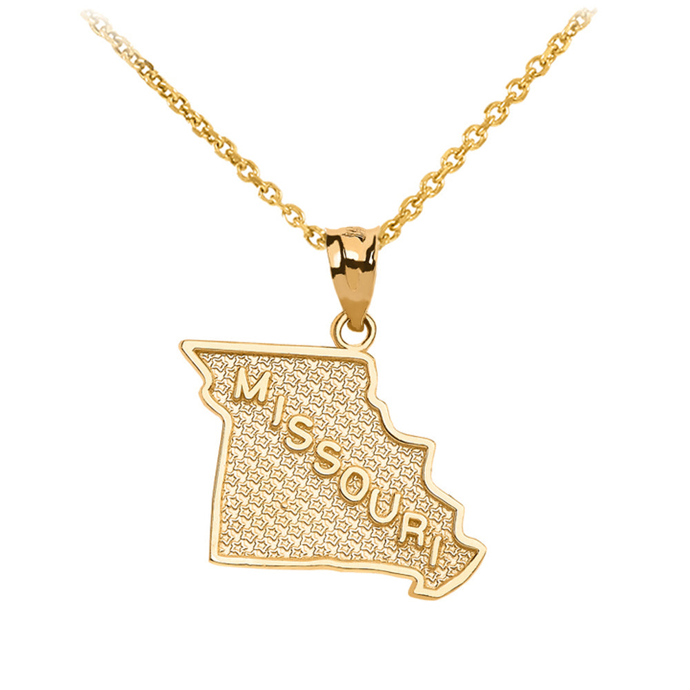 Gold Missouri State Map Pendant Necklace