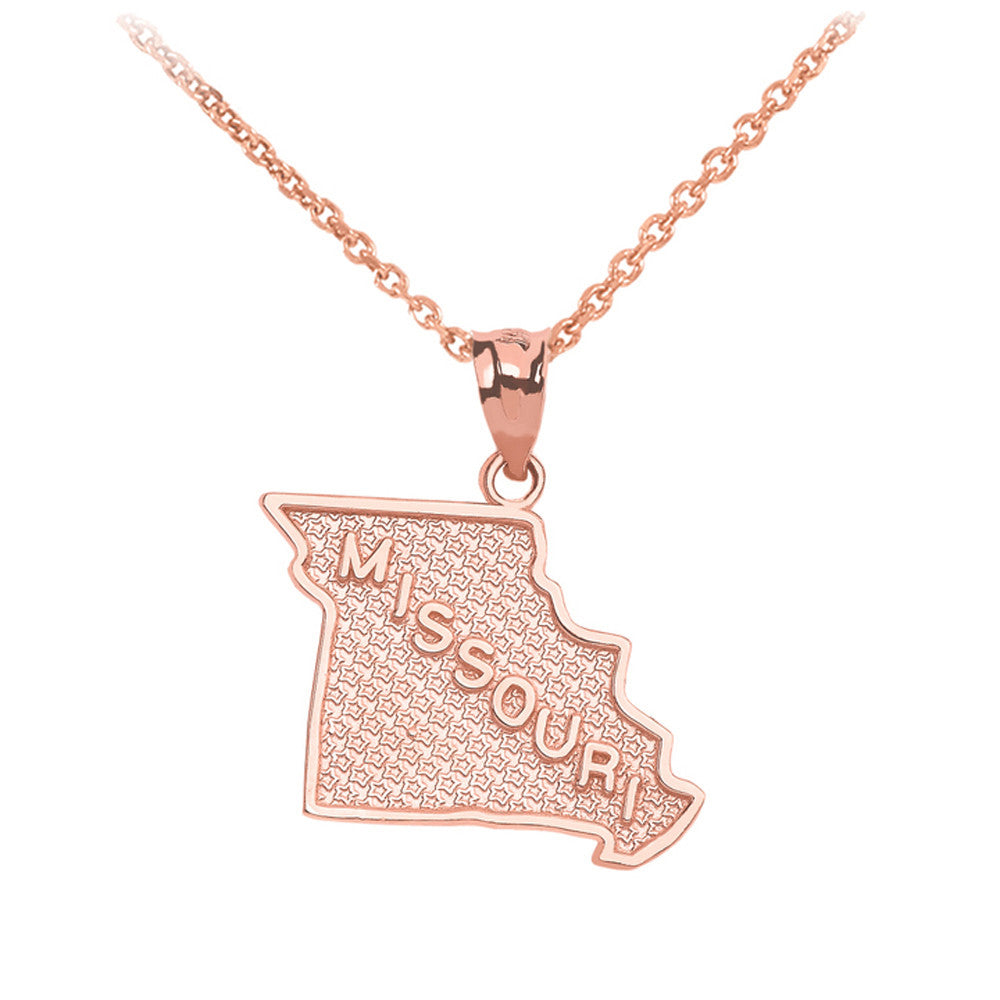 Gold Missouri State Map Pendant Necklace, view 3
