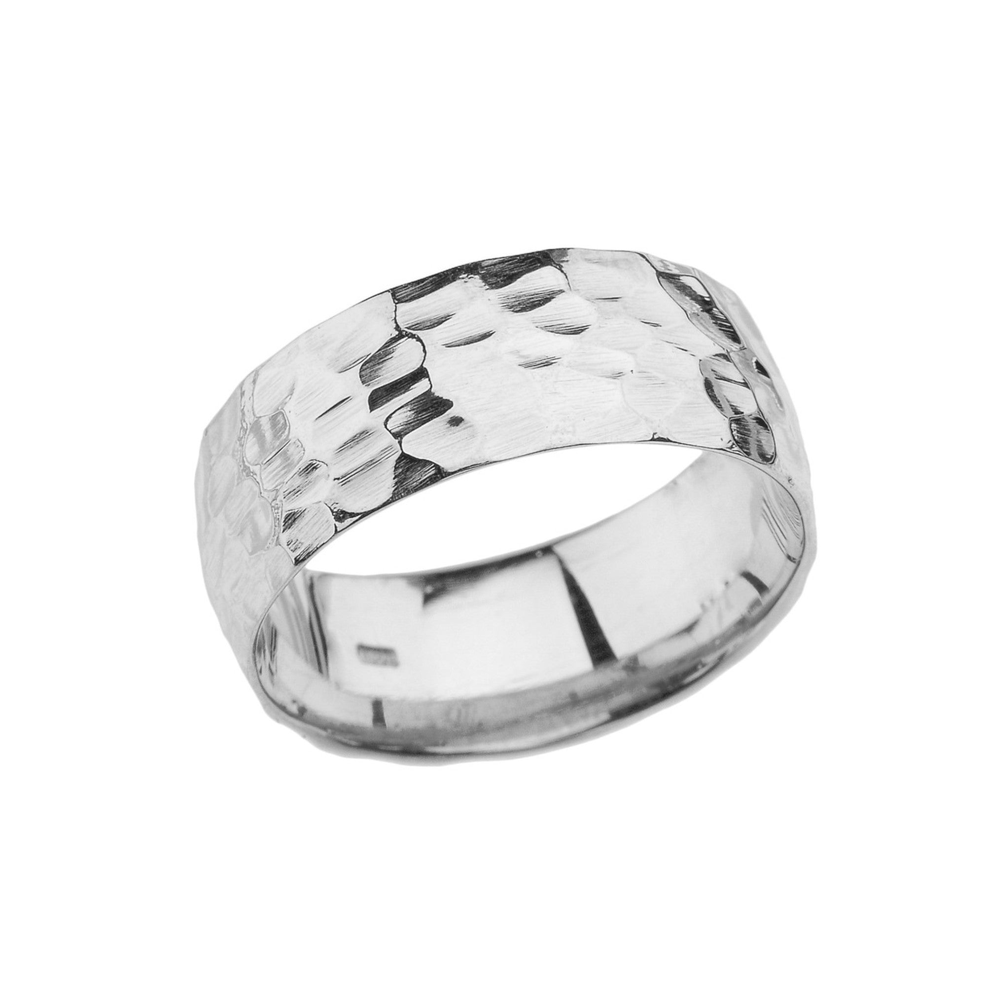 Gold Modern Hammered 7 mm Band, view 2