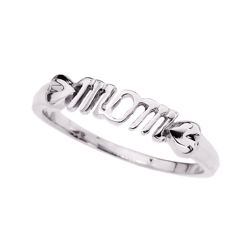 Gold "MOM" with Hearts Dainty Ring, view 3