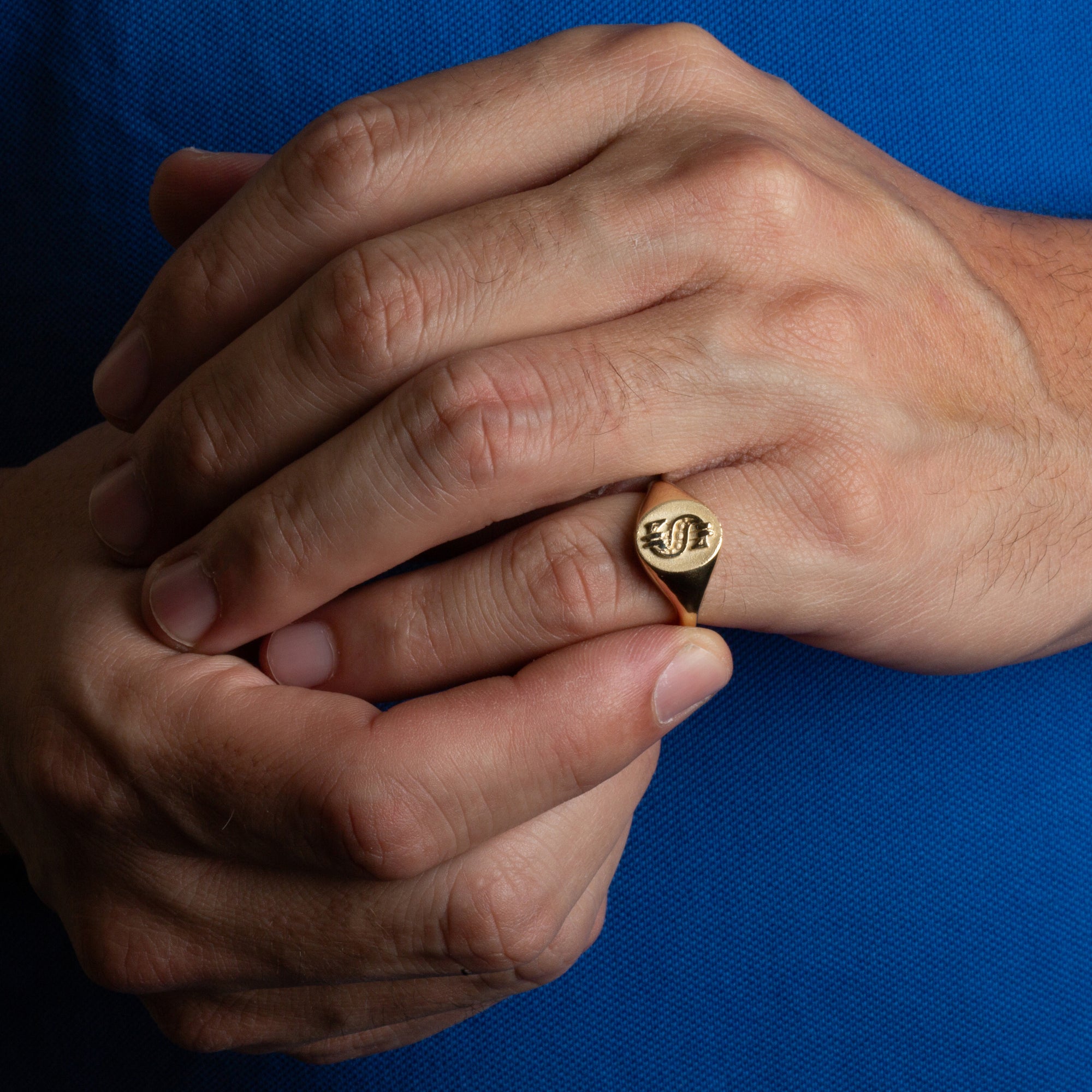 Gold Money Dollar Sign Signet Ring, view 2