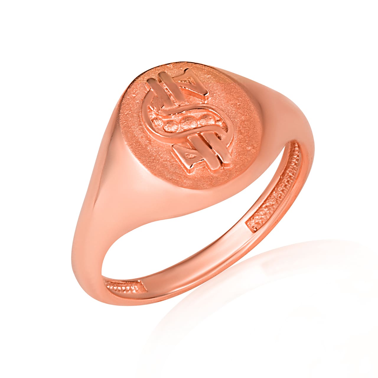 Gold Money Dollar Sign Signet Ring, view 3