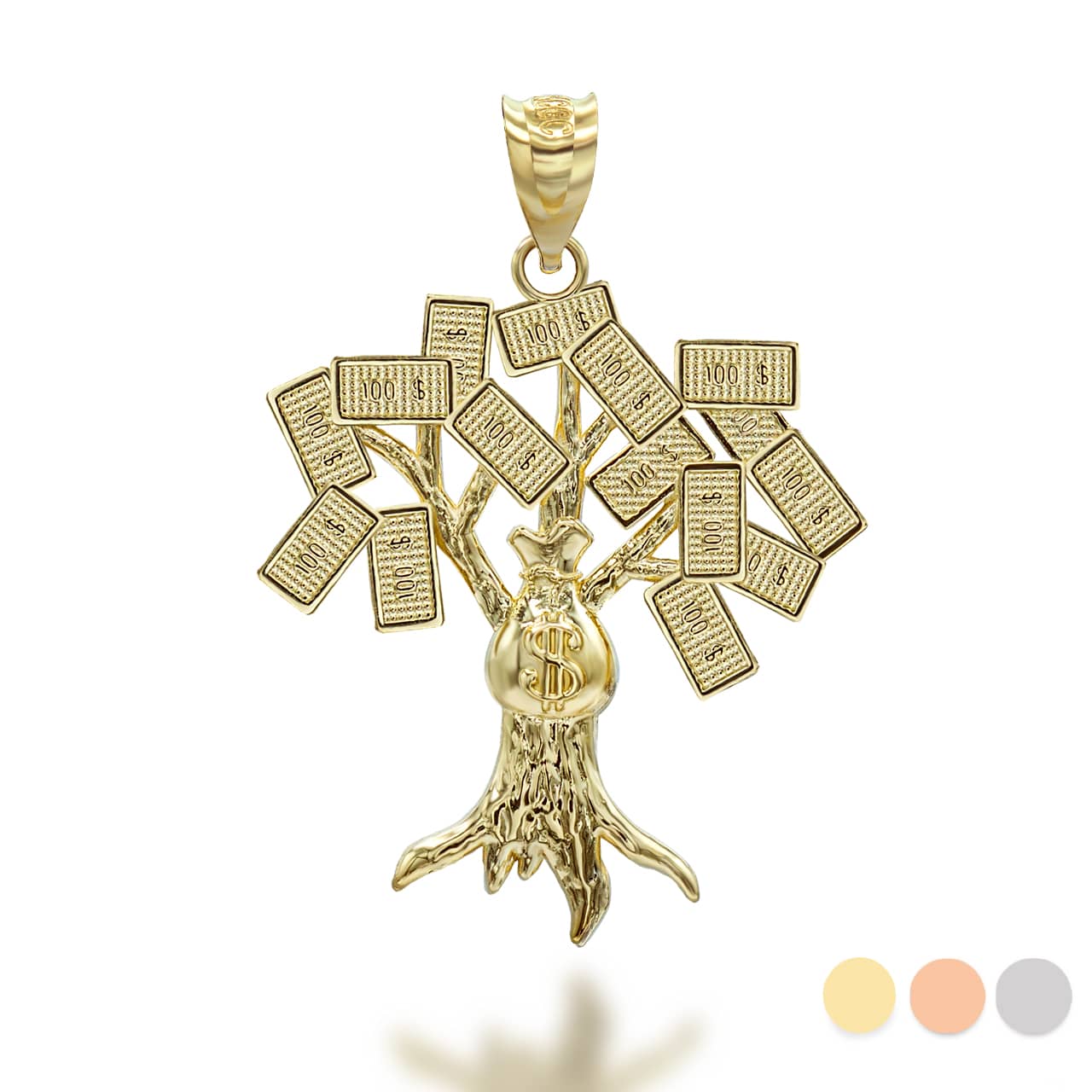 Gold Money On Tree Pendant Necklace