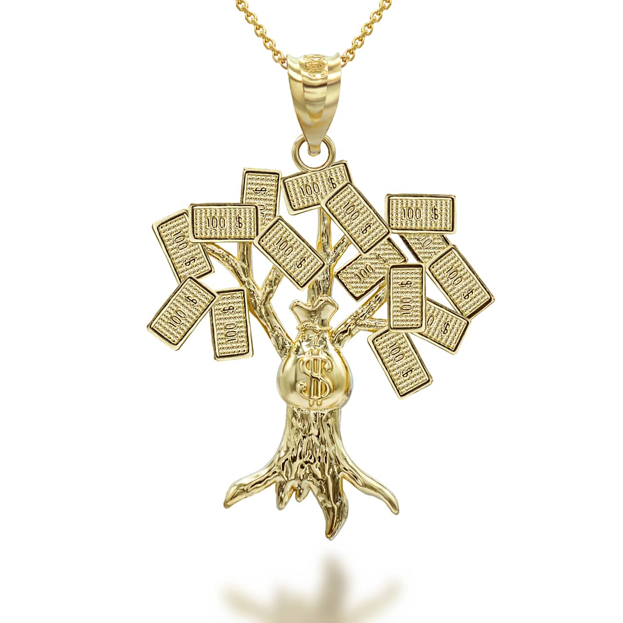 Gold Money On Tree Pendant Necklace, view 2
