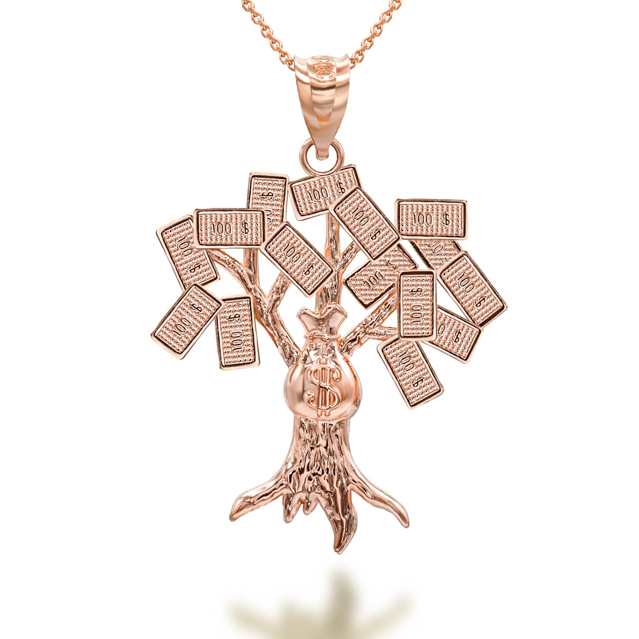 Gold Money On Tree Pendant Necklace, view 5