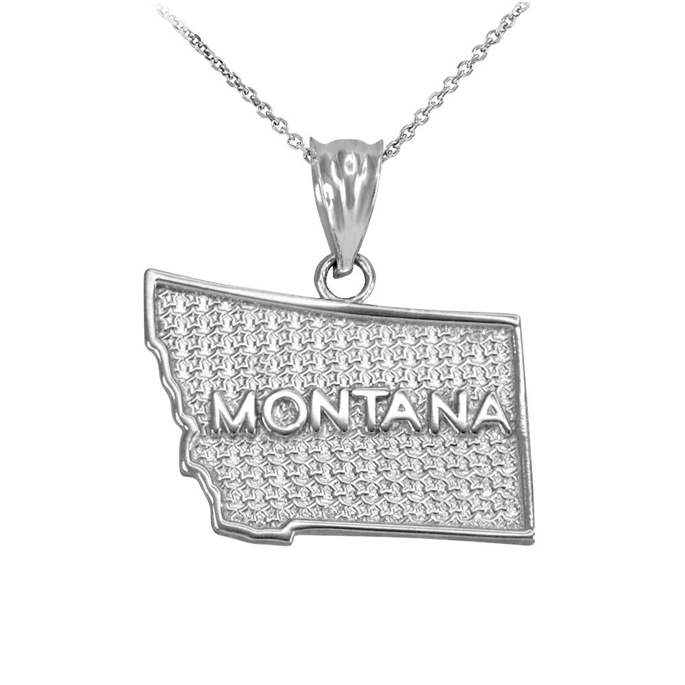 Gold Montana State Map Pendant Necklace, view 3