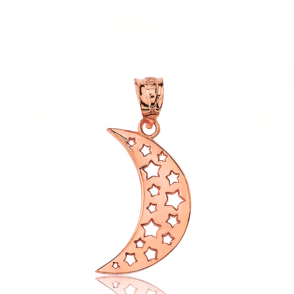 Gold Moon Crescent and Stars Pendant Necklace, view 5