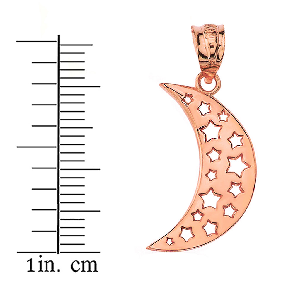 Gold Moon Crescent and Stars Pendant Necklace, view 6