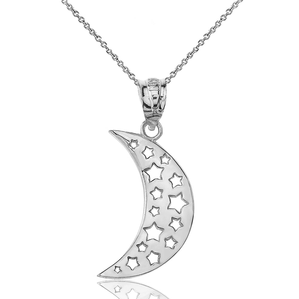 Gold Moon Crescent and Stars Pendant Necklace, view 7
