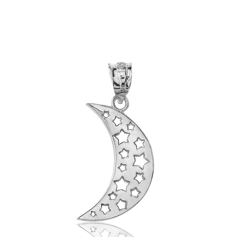 Gold Moon Crescent and Stars Pendant Necklace, view 8