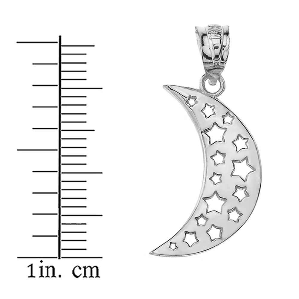 Gold Moon Crescent and Stars Pendant Necklace, view 9