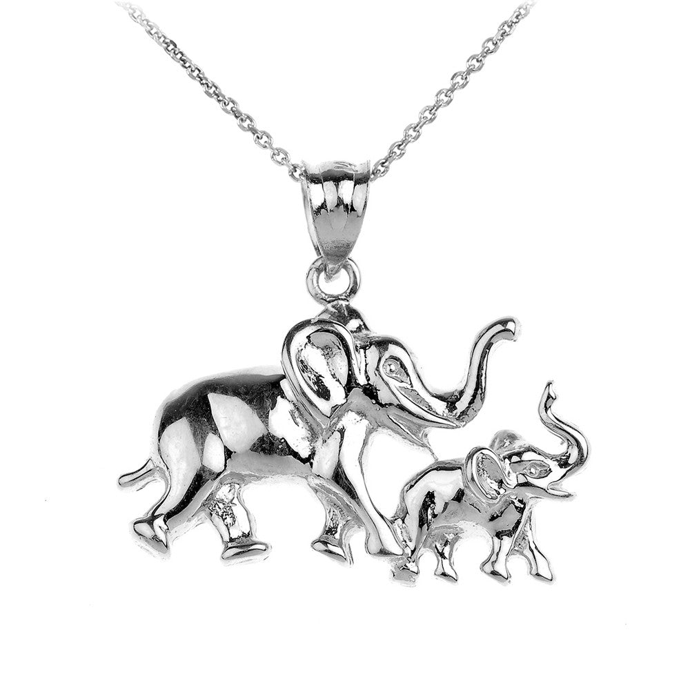 Gold Mother and Child Lucky Elephant Pendant Necklace, view 3