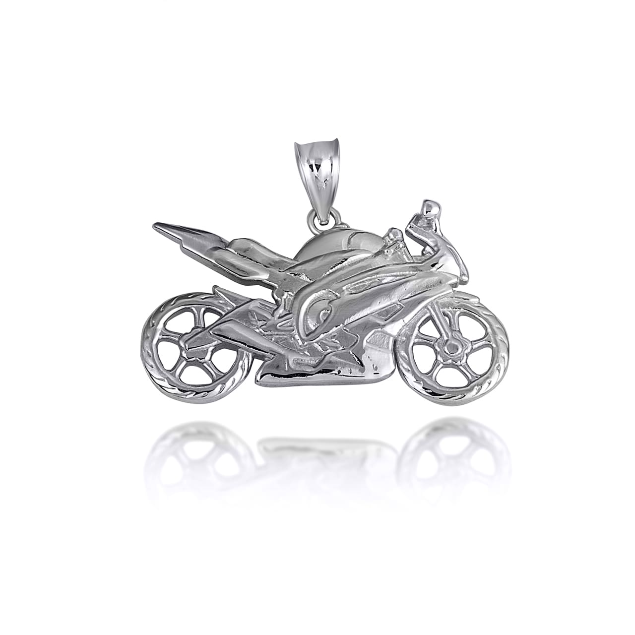 Gold Motorcycle Biker Freedom Ride Pendant Necklace, view 6