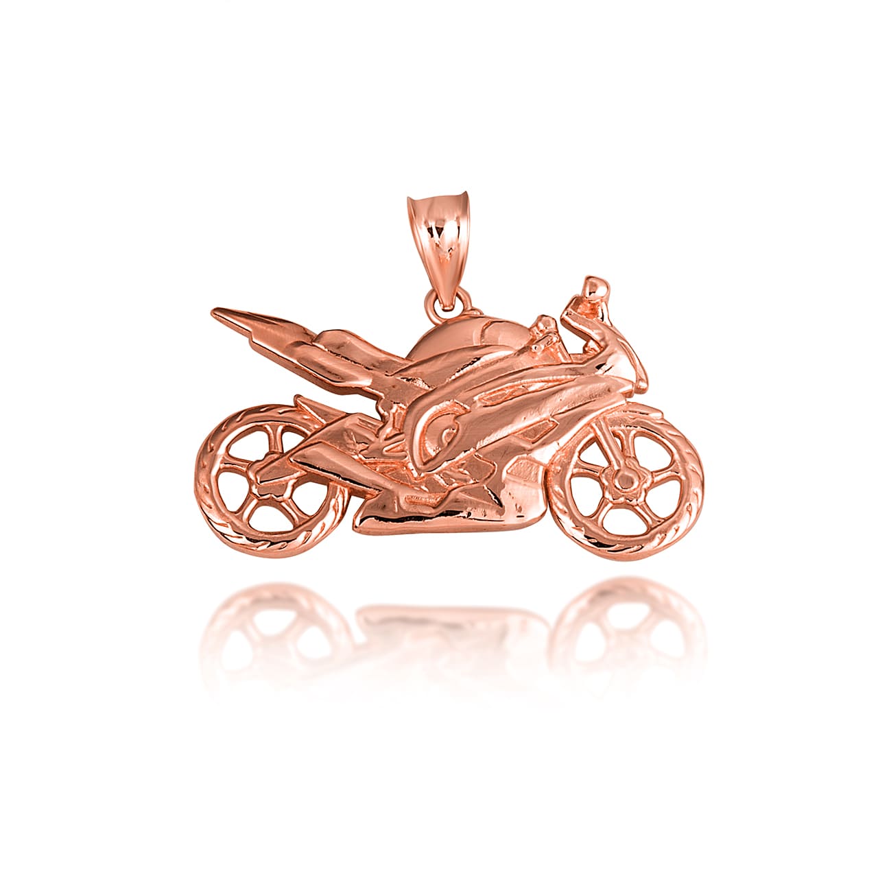 Gold Motorcycle Biker Freedom Ride Pendant Necklace, view 8