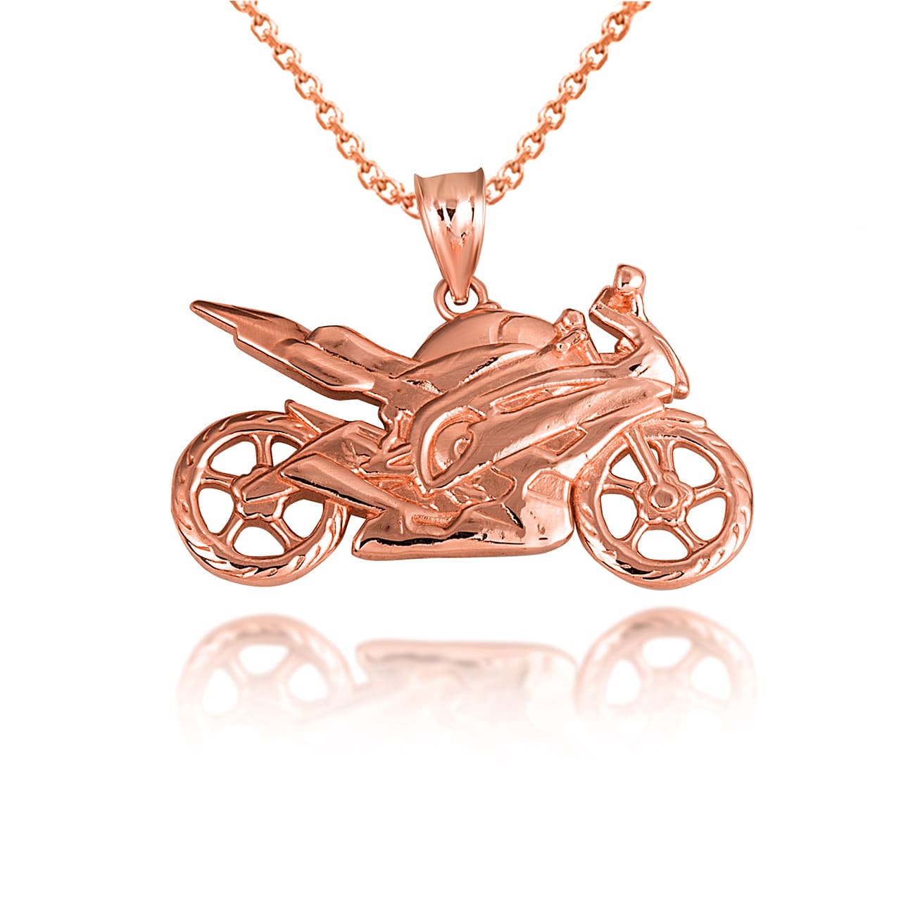 Gold Motorcycle Biker Freedom Ride Pendant Necklace, view 9