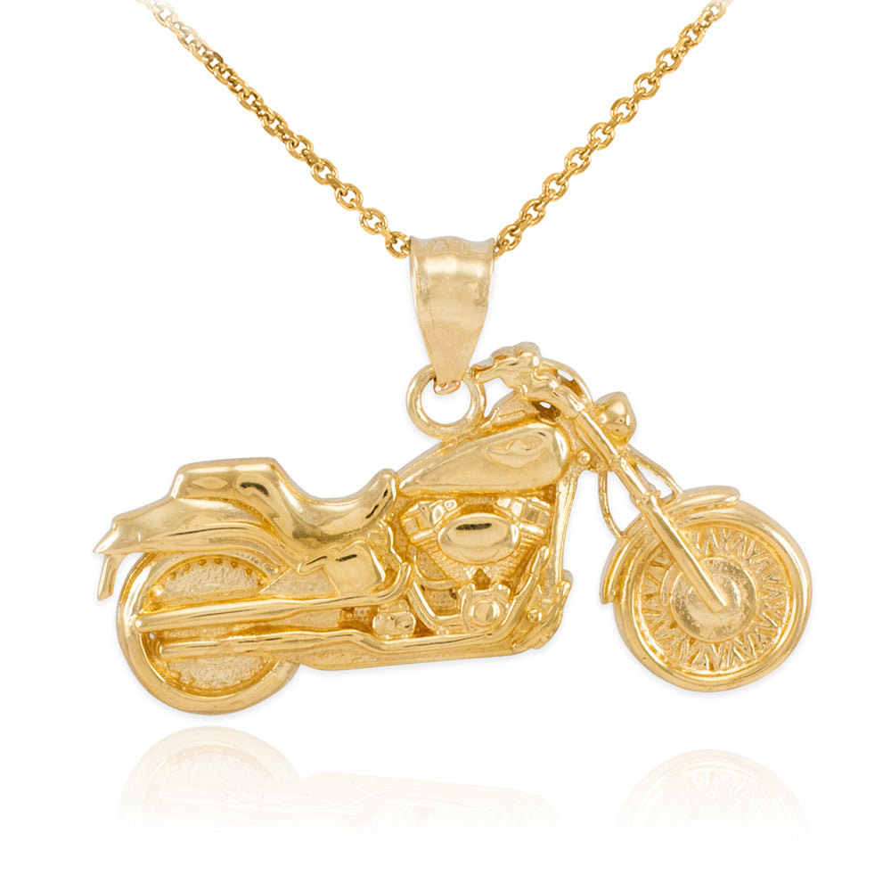 Gold Motorcycle Pendant Necklace