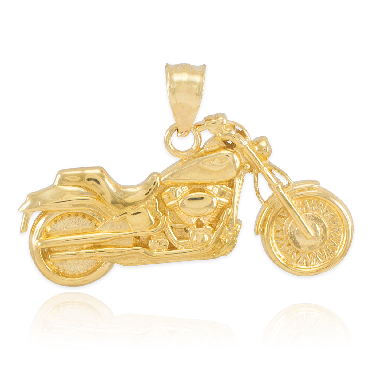 Gold Motorcycle Pendant Necklace, view 2