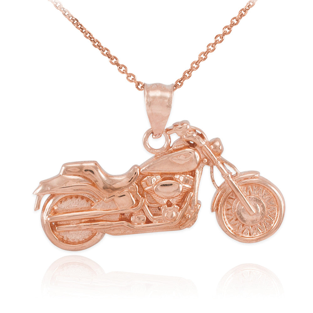 Gold Motorcycle Pendant Necklace, view 3