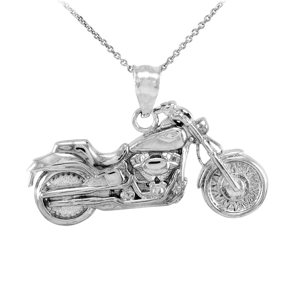 Gold Motorcycle Pendant Necklace, view 4