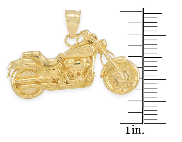 Gold Motorcycle Pendant Necklace, view 5