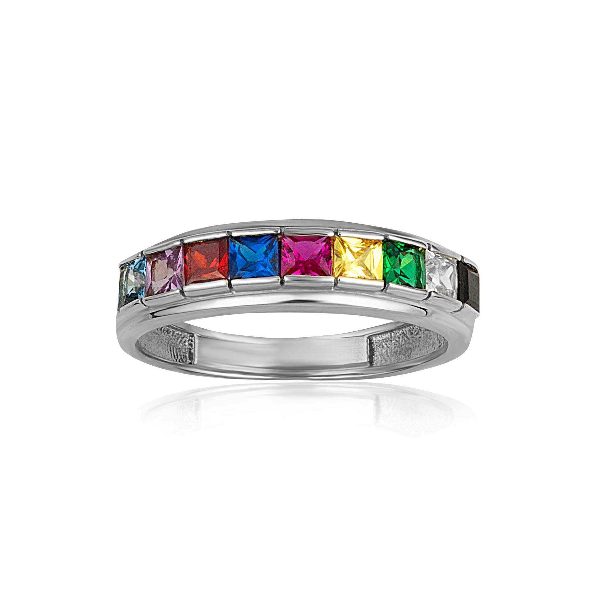 Gold Multi-Color Birthstone Band Ring, view 4