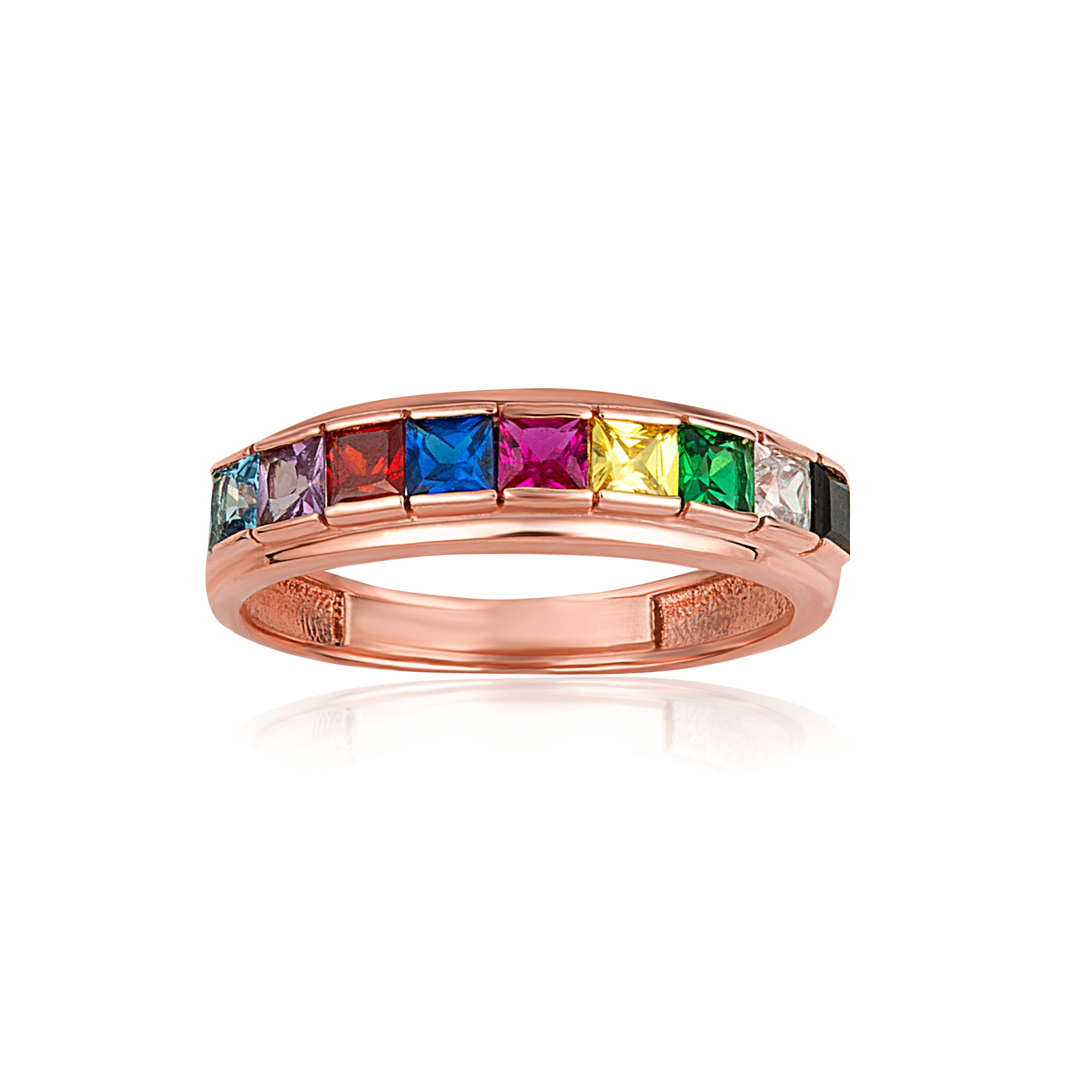 Gold Multi-Color Birthstone Band Ring, view 5