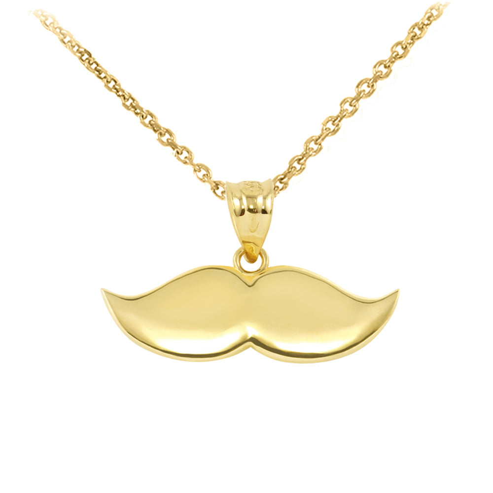 Gold Mustache Charm Pendant Necklace