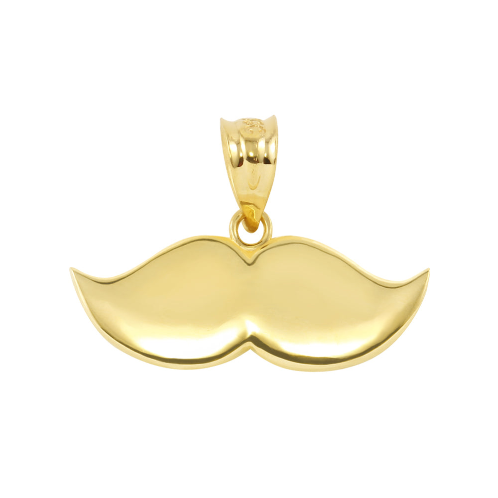 Gold Mustache Charm Pendant Necklace, view 2