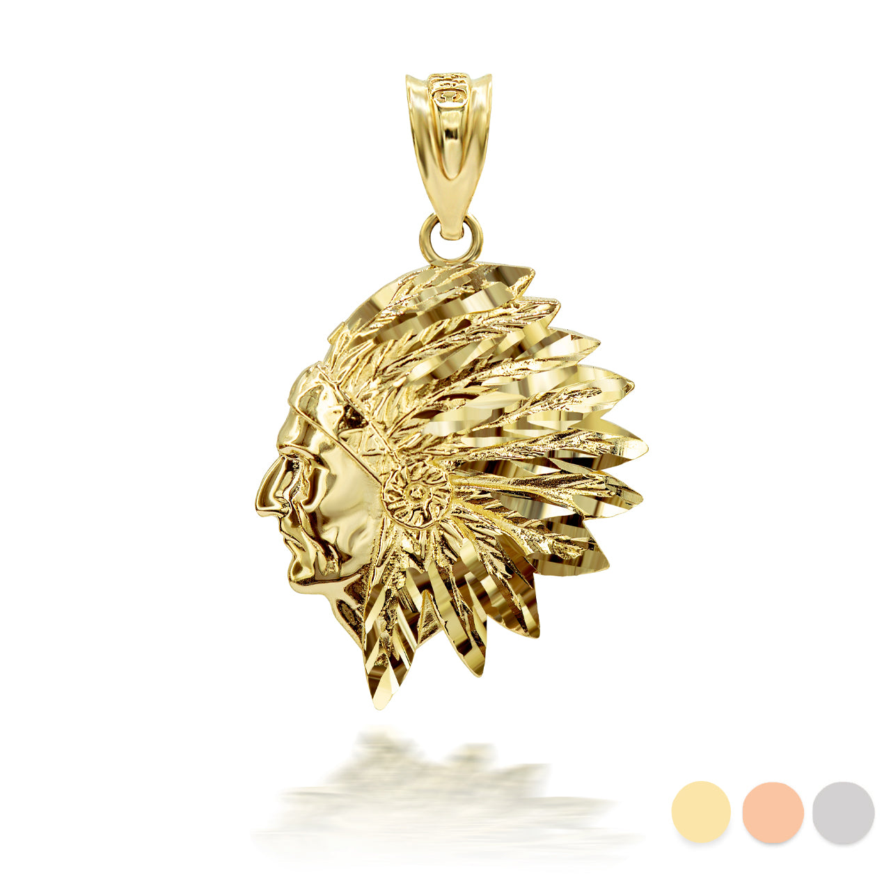 Gold Native American Apache 3D Charm Necklace