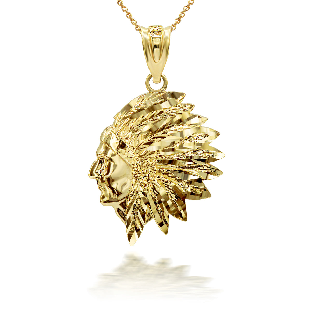 Gold Native American Apache 3D Charm Necklace, view 3