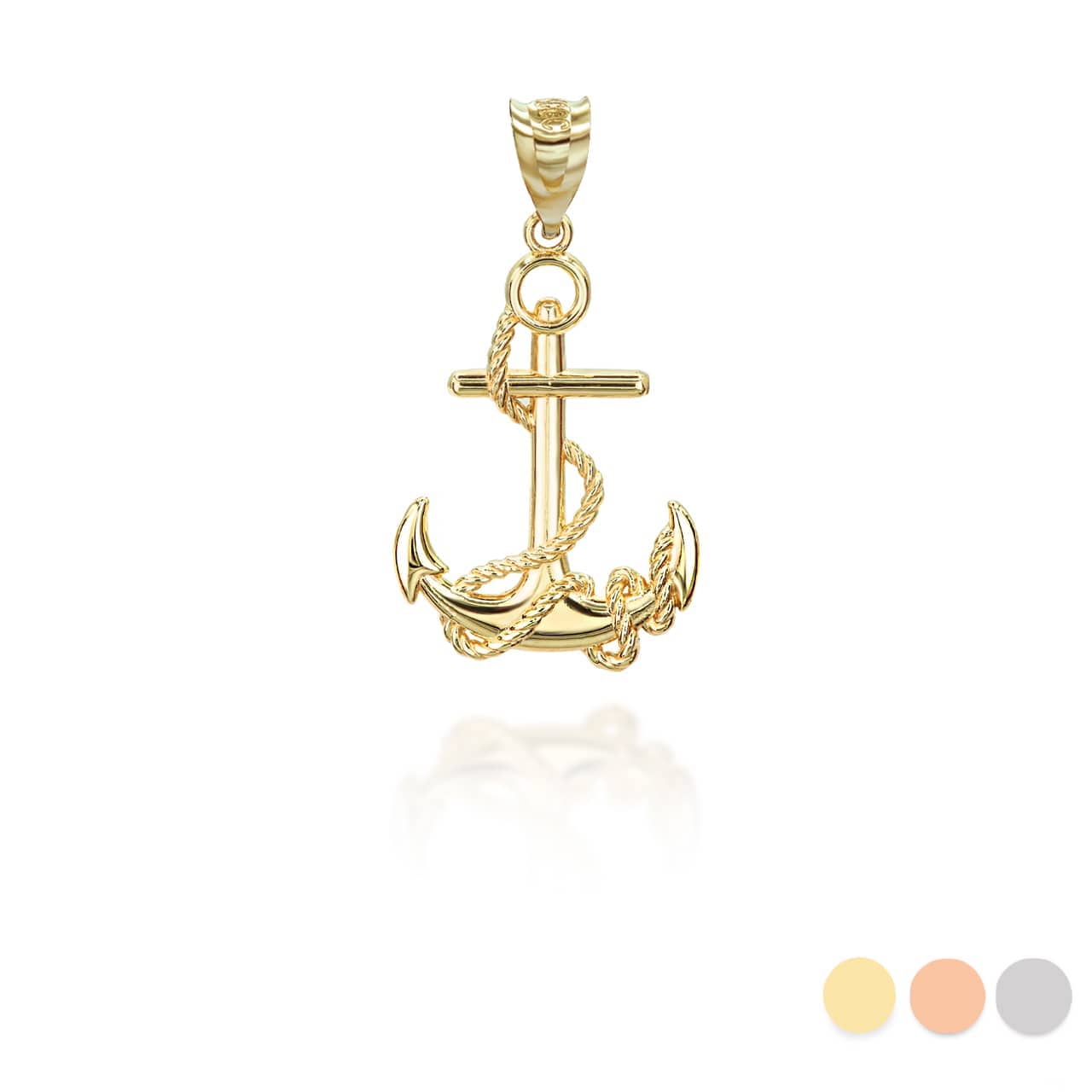 Gold Nautical Anchor Rope Pendant Necklace