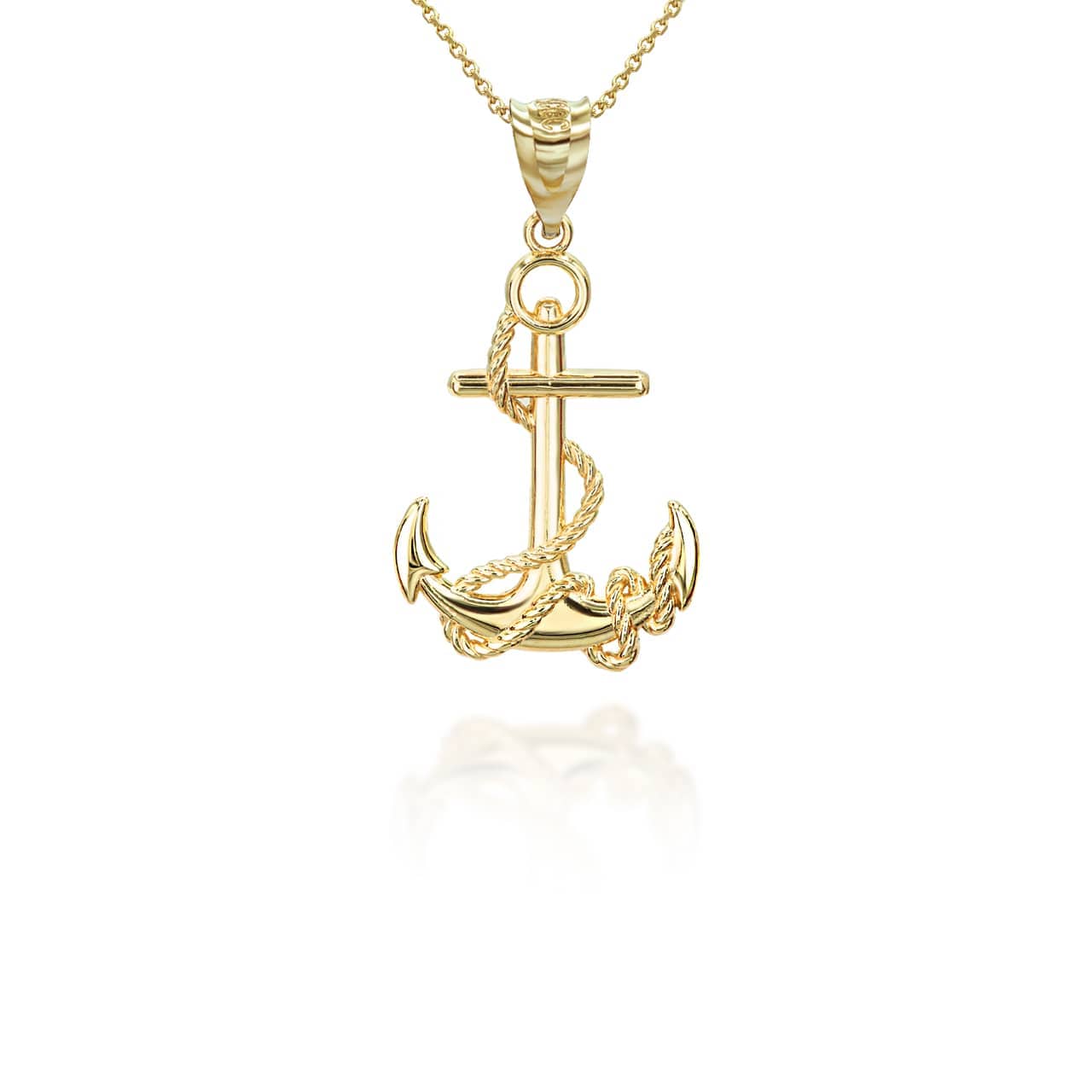 Gold Nautical Anchor Rope Pendant Necklace, view 5