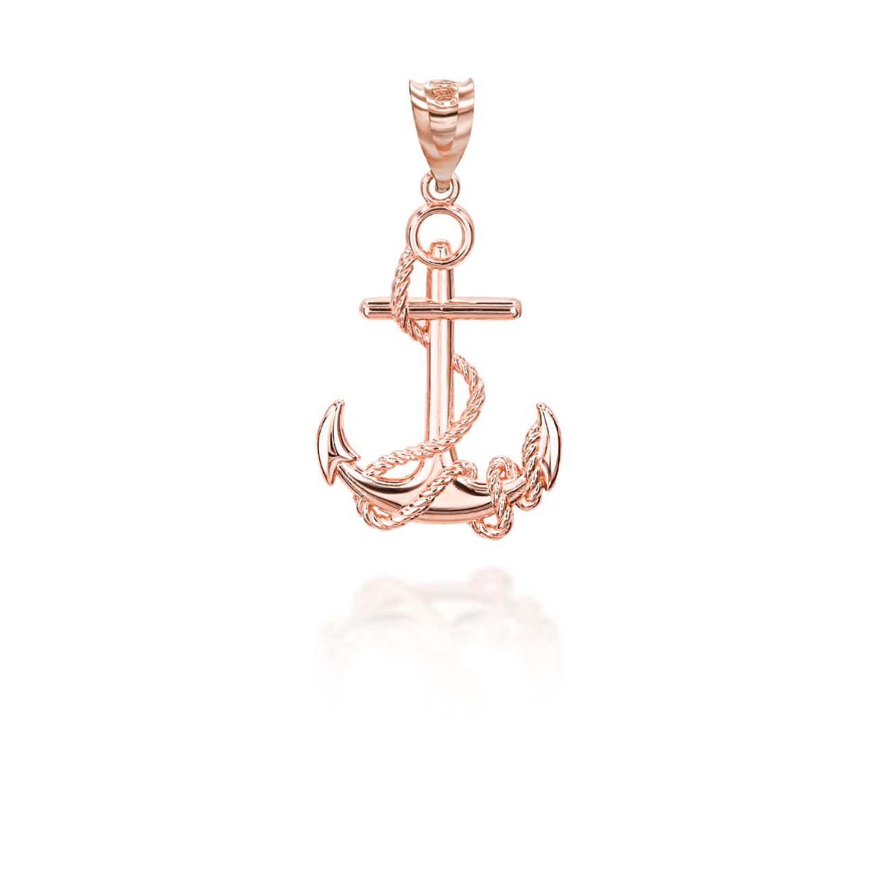 Gold Nautical Anchor Rope Pendant Necklace, view 6