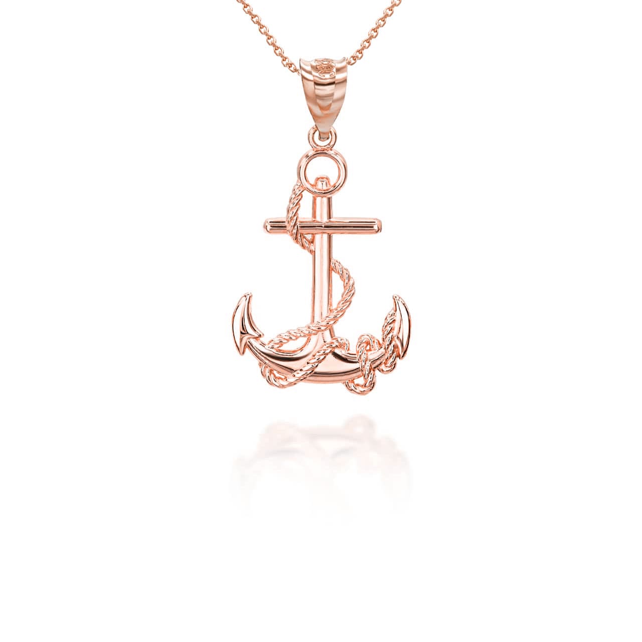 Gold Nautical Anchor Rope Pendant Necklace, view 7